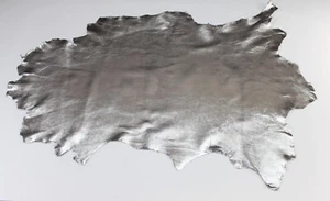 METALLIC SILVER Premium Lambskin soft Leather Skins Hide Sheep Napa 6 Sq. Ft - Picture 1 of 4