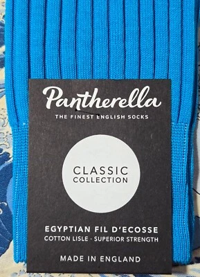 Pantherella Men's English Egyptian Cotton Socks Rib Bright Turquoise UK 6- 7 £15 - Image 1 of 4