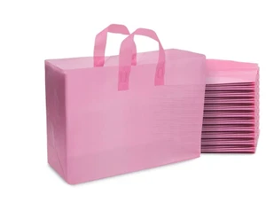CLEARANCE SALE! Large Pink Frosted Plastic Bags Gift Party Merchandise Lot 50 - Picture 1 of 1