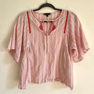 Banana Republic Damen gesmockt rot Boho Indien bestickt Bluse Top klein - Bild 1 von 6