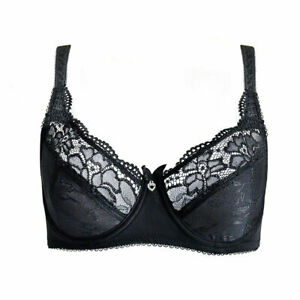 Ladies Jacquard Lace Bra Unpadded Underwired Firm Control Full Cup Plus Size A-G
