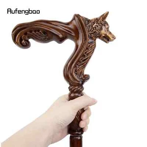 HERMOSO DISEÑO Madera Lobo MANGO PLEGABLE BASTÓN BASTÓN REGALO HOMBRES Juegos con disfraces - Imagen 1 de 5