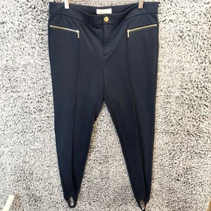 Michael Kors Stirrup Legging Pants Women 14 Black Stretch Zipper Pockets - Picture 1 of 9