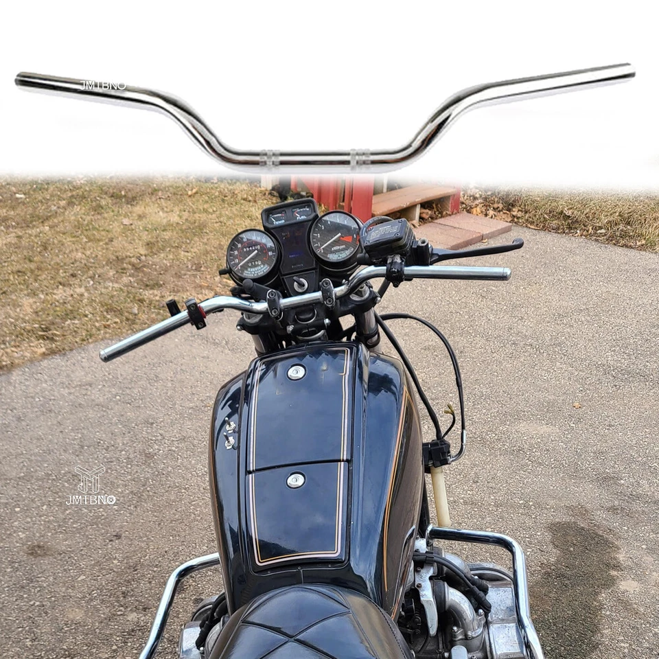 Motorcycle 7/8"Chrome Tracker Drag Handlebars Bars For Kawasaki KZ650F 650B 650C - Image 1 of 4