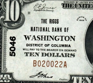1929 T-1 $10 The Riggs National Bank of Washington Fancy Binary B020022A GEM BU - Picture 1 of 4