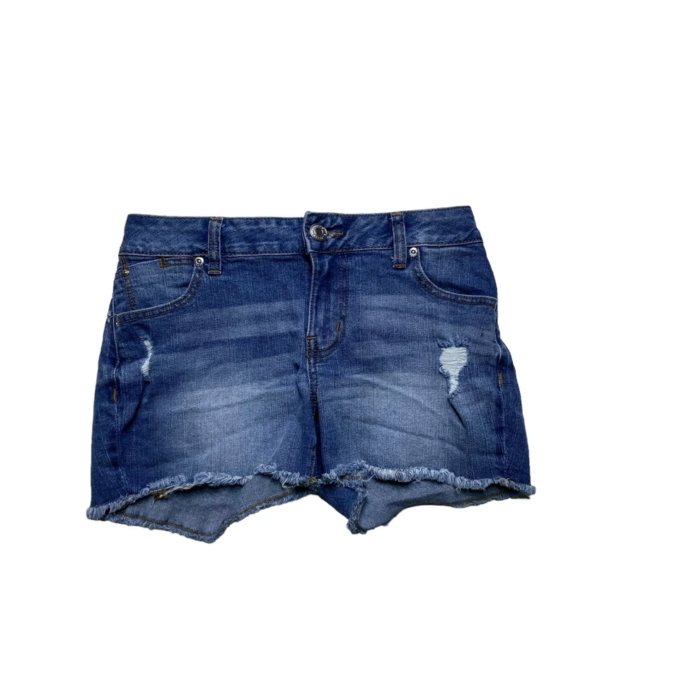 Pantalones Cortos de Jean Maurices Para Mujer Talla 2 Corte Deshilachado Desgastado Denim Lavado Medio Foto 1 de 4