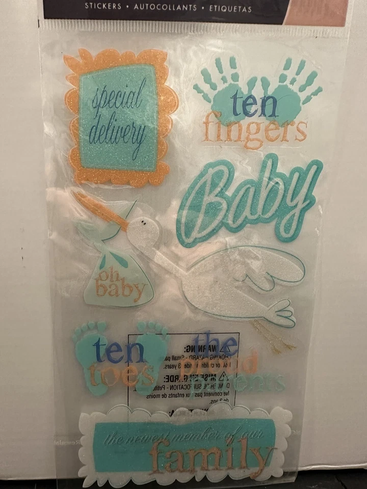 EK Success Oh Baby Blue Stork Special Delivery Sticker Scrapbooking - Image 1 of 1