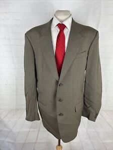 Custom Made Men's Grey/Beige Houndstooth Suit 44XL 38X37 $395