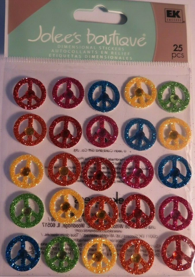 JOLEE'S BOUTIQUE BRILLO SIGNOS DE PAZ REPITE 25 PIEZAS PEGATINAS ÁLBUM DE RECORTES MANUALIDADES Foto 1 de 1