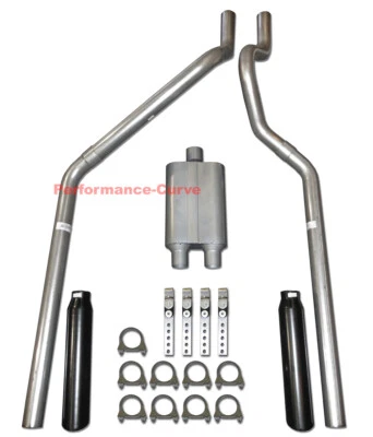 04-08 Dodge Dakota 3.7 4.7 оправка изогнутая двойная выхлопная труба с двухкамерным глушителем - Изображение 1 из 3