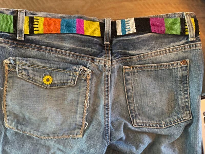 Pantalones Cortos RL Distressed Más Largos Jeans Margarita Botón Rasgado Girasol Skimmer Talla 4 Foto 1 de 4