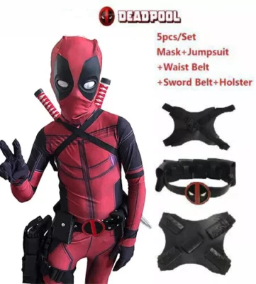 Deadpool Cosplay Body Niños Mono Niños Disfraz Conjunto Piezas Halloween Foto 1 de 4