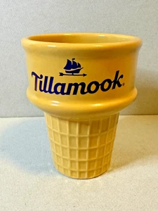 Tillamook Cheese Ceramic 4.5" Yellow Ice Cream Cone Cup/Bowl Souvenir - Picture 1 of 9