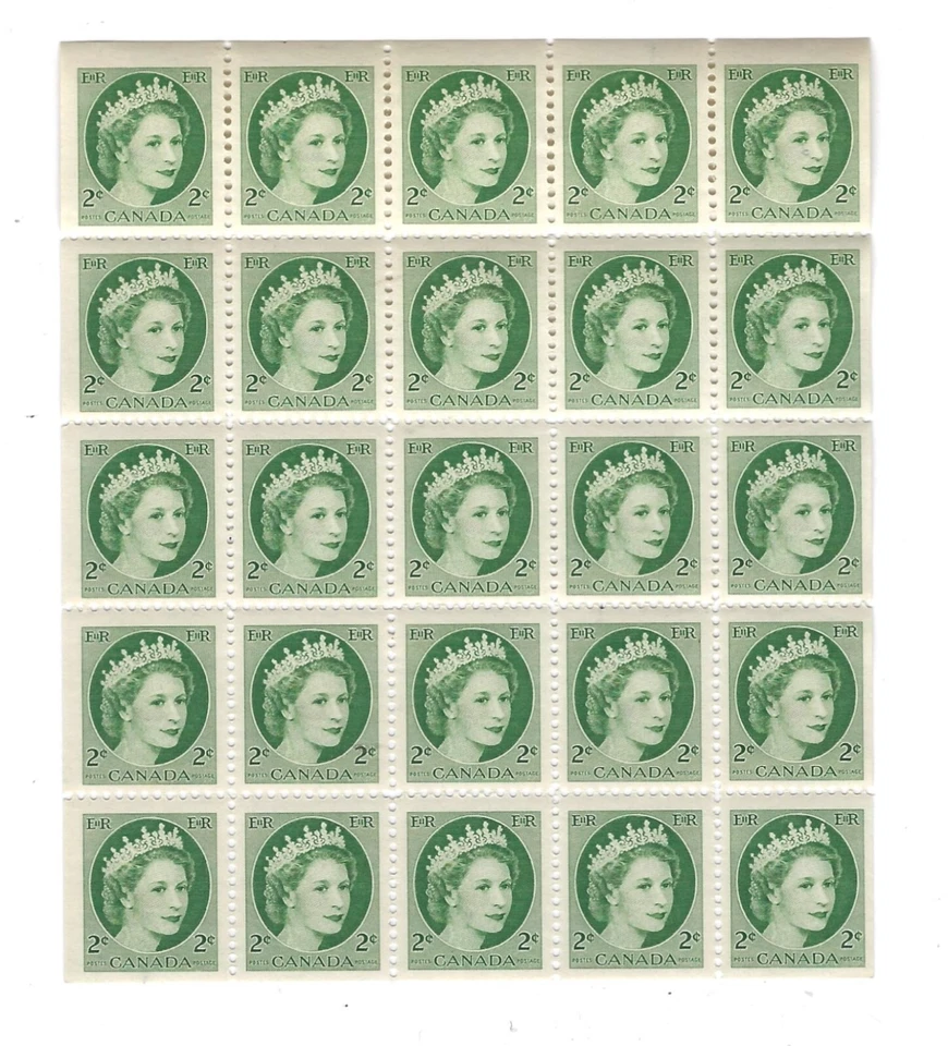 Canada  1954 Wilding Portrait 2c pane of 25 #338a MNH - Image 1 of 1