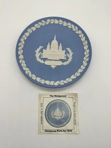 Wedgwood 1972 Christmas Plate/St. Paul's Cathedral/Blue Jasperware/England Vtg - Picture 1 of 4