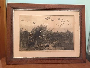 Antique Framed Lithograph "The Hunter's Joy" Charles Whymper 1885 - Picture 1 of 9
