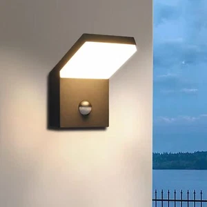 Outdoor Motion Sensor Wall Light Fixture Black LED Porch Light Exterior Wall ... - Picture 1 of 9