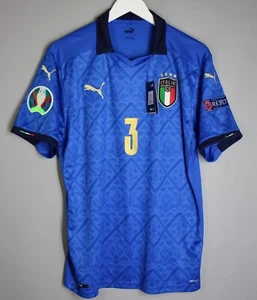 ITALY NATIONAL TEAM 2020 2021 HOME FOOTBALL SHIRT JERSEY #3 CHIELLINI EURO 20 - Picture 1 of 10