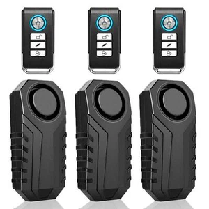 113dB Wireless Motorcycle Bike Alarm Anti-Theft Vibration w/Remote Waterproof ×3 - Picture 1 of 7