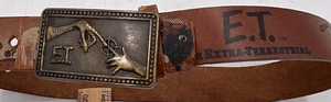 Vintage 1982 E.T. Brass Belt Buckle AND BELT By Lee Jeans Universal Studios - Picture 1 of 13