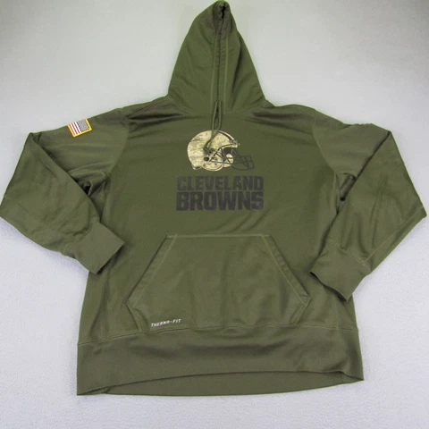 Cleveland Browns Hoodie Mens XL Green Nike Therma Fit Salute To Service Pullover Cover