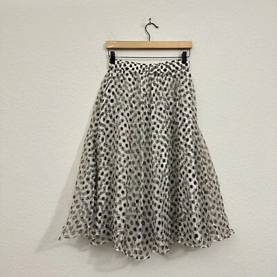 Falda midi Kimmi para mujer ANTHROPOLOGIE DHRUV KAPOOR S gris crema línea A lunares Foto 1 de 4