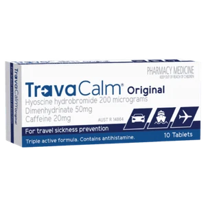 TravaCalm Original 10 Sea Air Tablets Travel Sickness Prevention Nausea - Picture 1 of 1