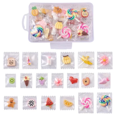 38 piezas Dijes colgantes de fruta piruleta con bolsas de plástico transparente para alimentos de imitación de resina Foto 1 de 4