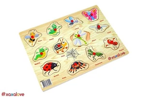 WOODEN LEARNING INSECT NAMES PUZZLE - Picture 1 of 2