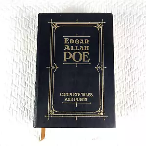 Edgar Allan Poe Complete Tales and Poems Barns & Noble Books Black Leather Book - Foto 1 di 14