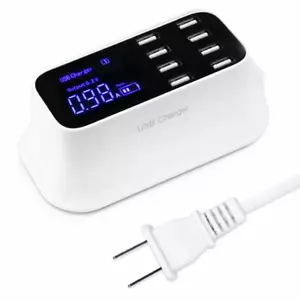 Hub 8-Port USB Adapter Wall Charger Station LCD Display For Samsung S10 S9 8 LG - Picture 1 of 10