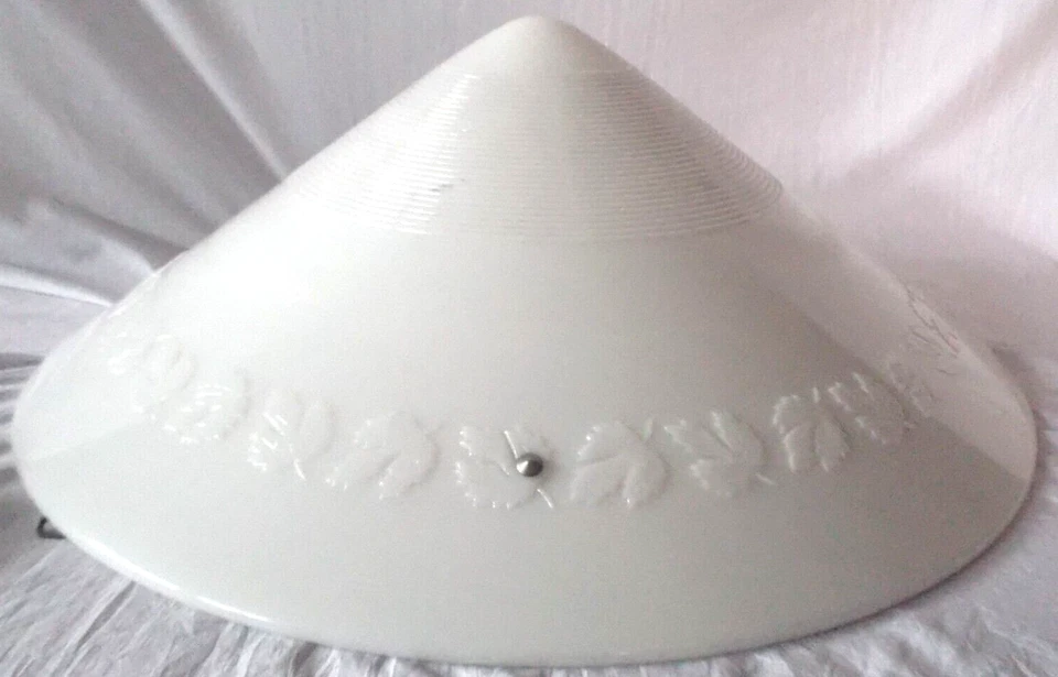 Vintage Antique Embossed Milk Glass Conical Ceiling Lamp Shade  23" x 23" Huge - Image 1 of 4