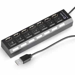 Hub Sdoppiatore 7 Porte USB Interruttore Led Blu Ciabatta Interruttori on/off - Foto 1 di 3