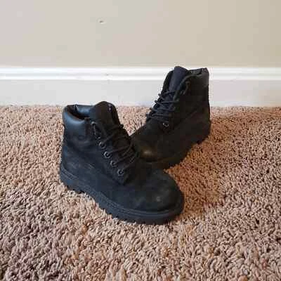 Timberland Premium 6" Bota Impermeable Cordones Cuero Nobuck Negro Niño 9 Foto 1 de 4