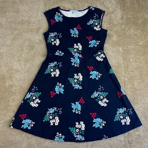 Draper James womens Dress M Sleeveless Blue White Floral Fit n Flare - Picture 1 of 23