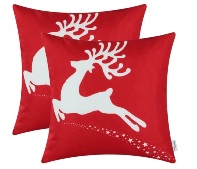  Fundas de Almohada Estrellas Reno Navidad 18 x 18" CALITIME NUEVAS Foto 1 de 4