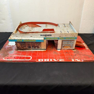 Vtg Marx Happi-Time Sears Allstate Service Station Tin Litho Toy 26"x15"x6" - Picture 1 of 18