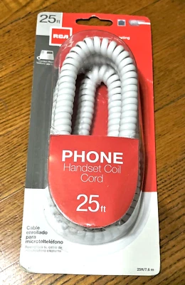 NEW 25 Foot Handset Coil Phone Cord  RCA White Unopened   # 223 - Image 1 of 4