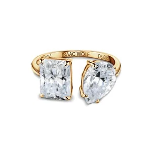 ISAAC WOLF Toi Et Moi Pear & Radiant 5CT Moissanite Solitaire Engagement Ring - Picture 1 of 4