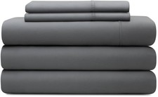 Bed Sheet Set Tencel, Temperature Regulating Fabric Queen Split, Gray (5-Piece)