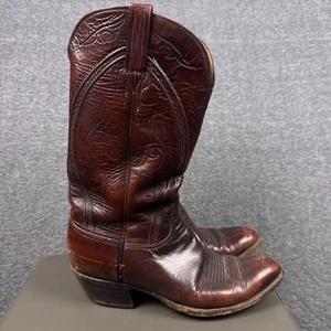 Lucchese Cowboy Western Boots Men’s 9.5 D San Antonio 48440 Brown Leather USA - Picture 1 of 15