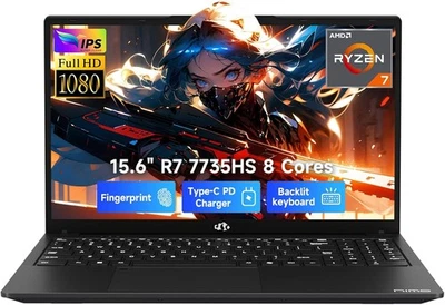 NIMO 15.6"Gaming Laptop AMD 8 Cores Ryzen 7 7735HS 4.75GHz 32GB DDR5 RAM 1TB SSD