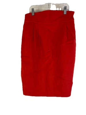Vintage 80s Escada Womens 8 EU 38 Wool Pencil Straight Knee Skirt Red - Image 1 of 4