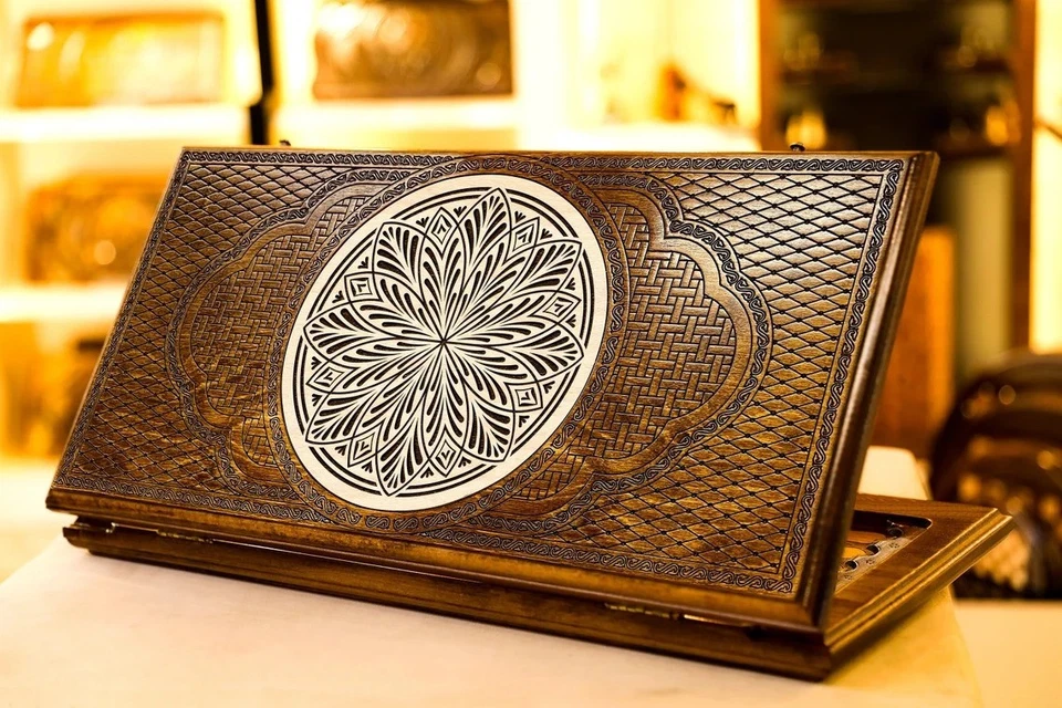 Backgammon Set illusion, Wooden Board Game, Wood Armenian Nardi Handmade 60x60cm - Image 1 of 4