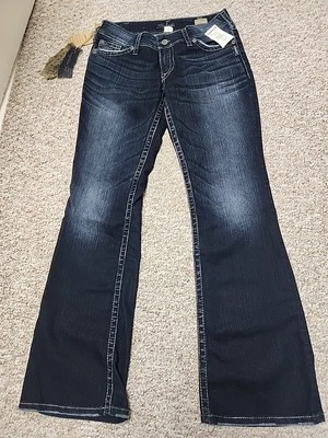 Jeans Plateados Mujer 31 x 32 Suki Excedente Bootcut tiro Medio Nuevo Con Etiquetas Ajuste Original $82 Foto 1 de 4