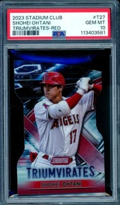 Shohei Ohtani Card 2023 Stadium Club Triumvirates Red #T27 (pop 8) PSA 10 - Picture 1 of 2