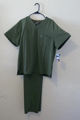 Dickies-Hombre-Exfoliantes-Oliva-Cuello en V-Pantalones-Camisa-Grande-Fuerte-Duradero-4 Vías Elástico Foto 1 de 4