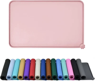 Alfombra de alimentación impermeable para mascotas con bordes altos, manteles individuales más pesados y gruesos Foto 1 de 4