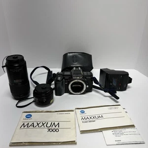 Minolta Maxxum 7000 Kleinbildkamera mit 2 Objektiven und Blitz BITTE LESEN - Bild 1 von 21