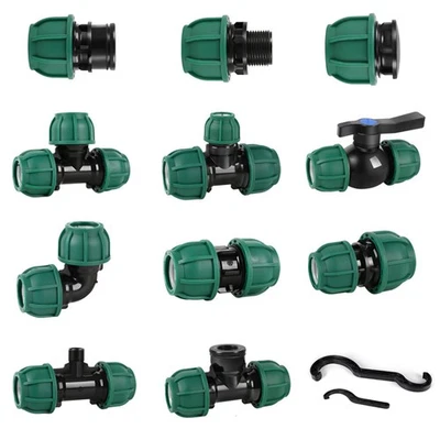 PP Fitting Klemmverbinder Verschraubung PE Rohr Kupplung Winkel T-Stück 20-63mm - Bild 1 von 4
